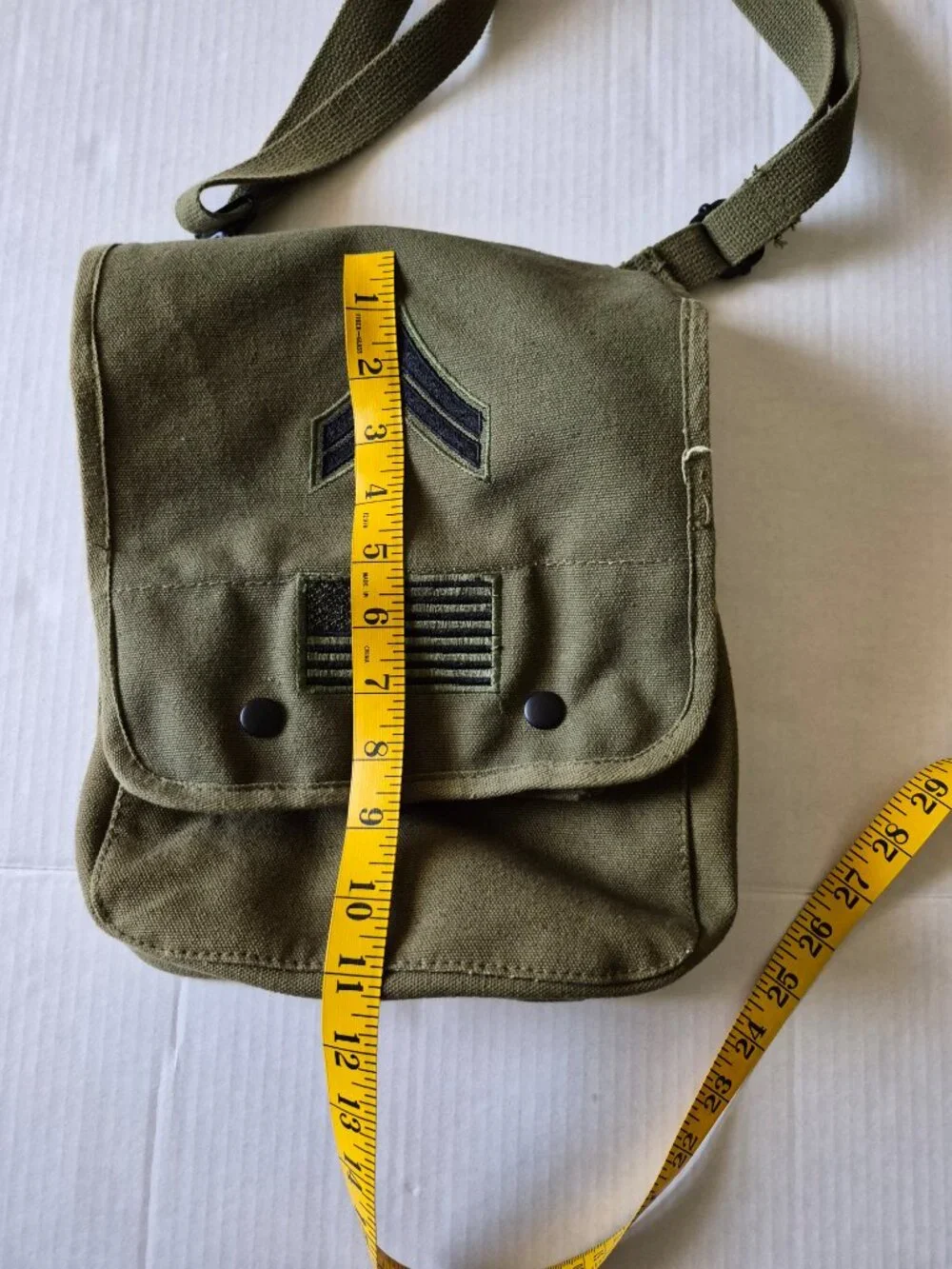 Canvas Map Case Army Green Shoulder Bag with Military Patches